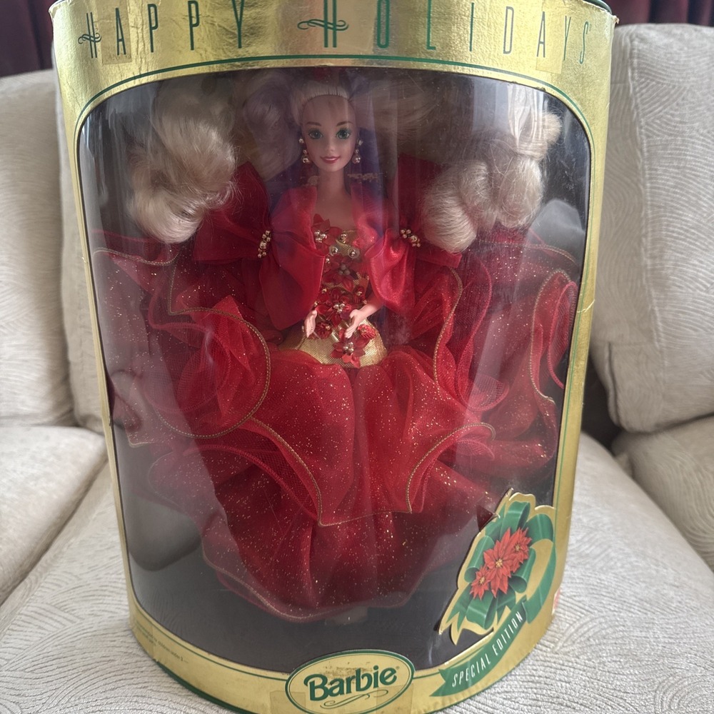 Vintage 1993 Happy Holidays Barbie Special Edition Red Gold Mattel 10824 NRFB